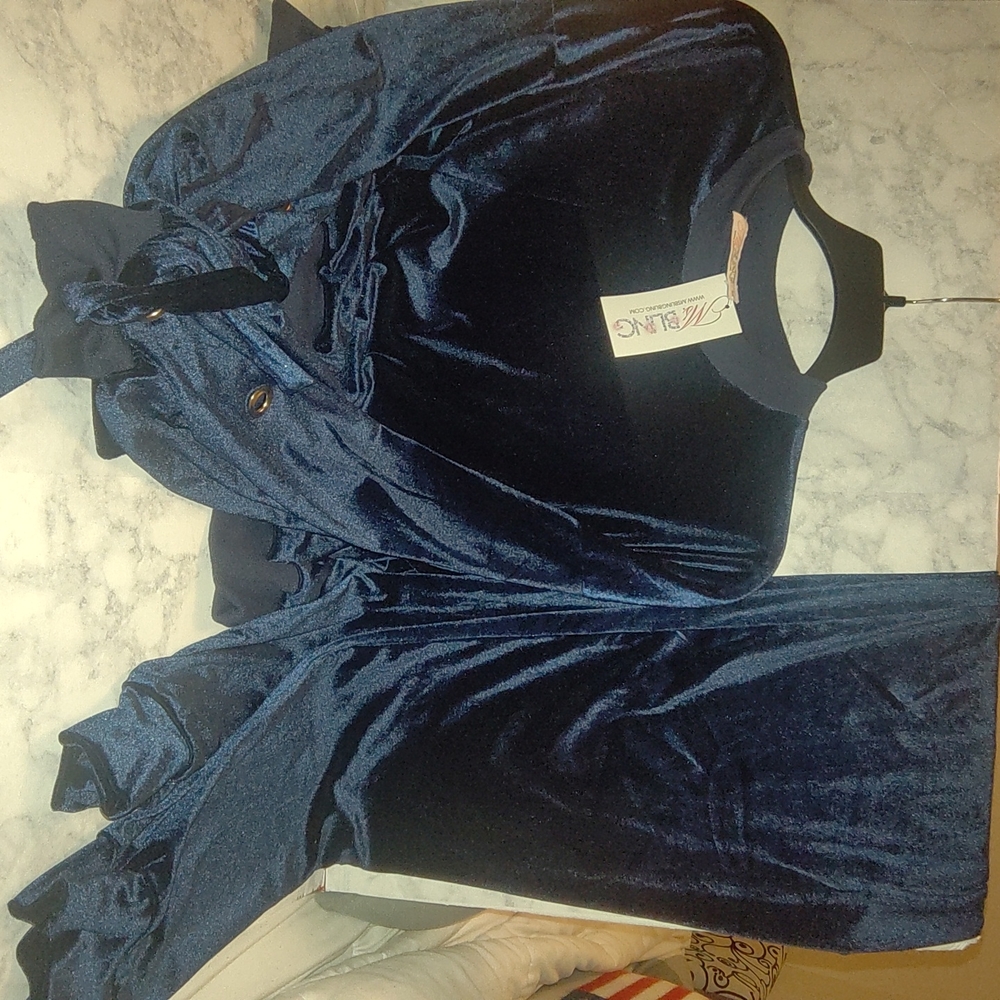 MS. BLING NWT 2pc Blue jogger set 2X